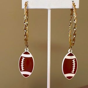 🎉🏈 NEW Julianna Gold Brown White Football Hoop Earrings